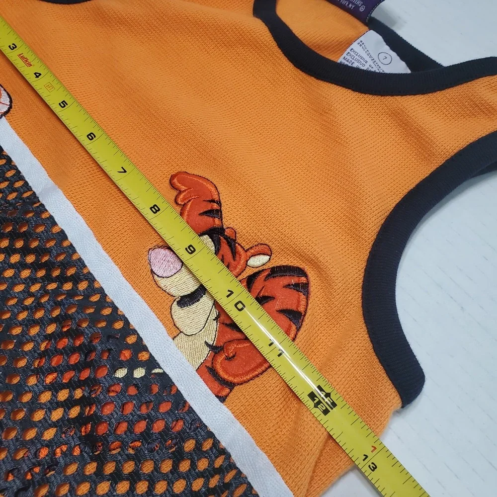 Vintage Disney Winnie the Pooh Tigger Boys Orange Mesh Tank Top Shirt Size 7